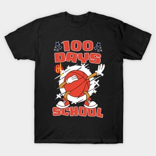 100 days of school featuring a dabbing basketball #2 T-Shirt